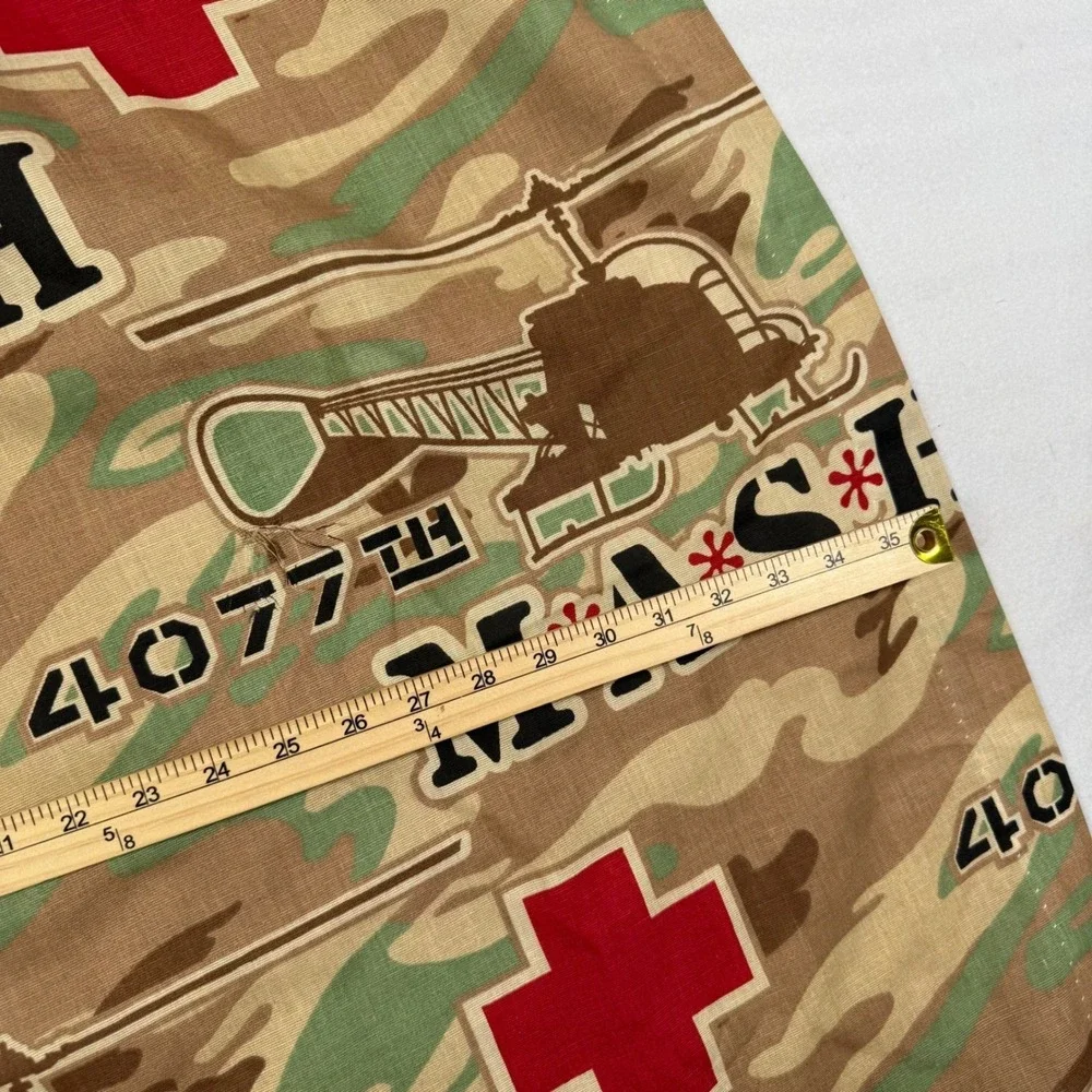 Vintage MASH 4077th Camouflage Curtains 4 Panels Red Cross Helicopter 58x35 Rare
